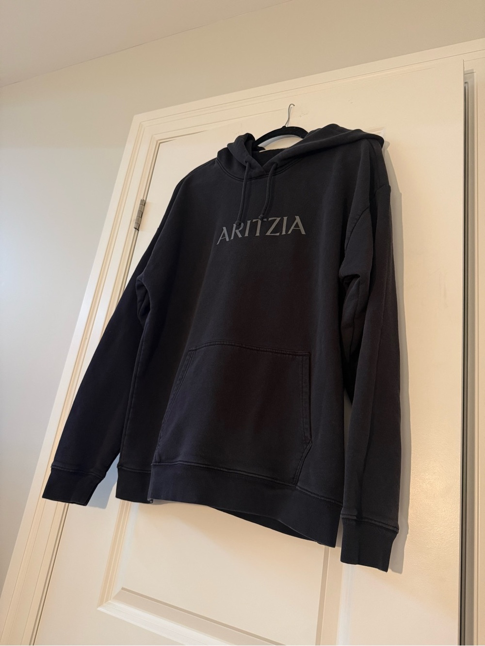 Aritzia Black Logo Pullover Hoodie